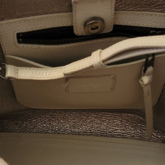 Botkier Soho Satchel off white leather, zipper pocket, detachable shoulder strap - Picture 3 of 4